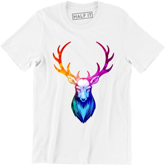 Colorful Rainbow Deer Wild Forest Animal Men's Short Sleeve T-Shirt