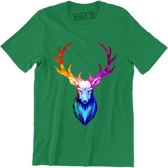 Colorful Rainbow Deer Wild Forest Animal Men's Short Sleeve T-Shirt