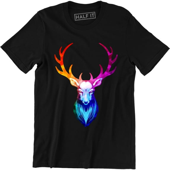 Colorful Rainbow Deer Wild Forest Animal Men's Short Sleeve T-Shirt