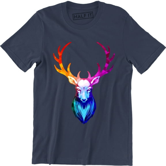 Colorful Rainbow Deer Wild Forest Animal Men's Short Sleeve T-Shirt