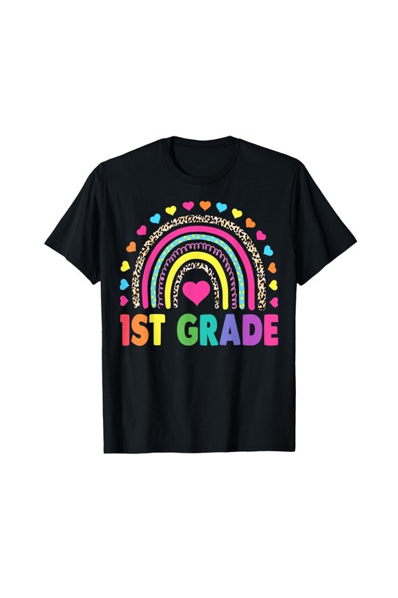 Colorful Rainbow Design T-Shirt for First Grade Teacher Team Spirit and Fun