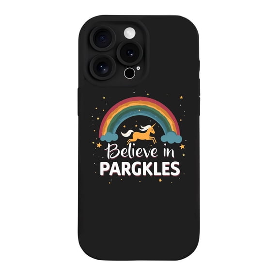 Colorful Rainbow Design iPhone 15 Pro Case - Lightweight Yellowing Resistant Believe in PARKGLES with Stars