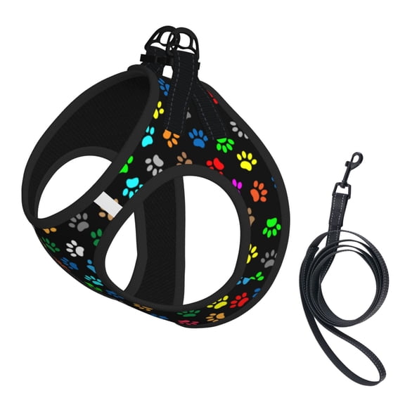 Colorful Rainbow Dog Cat Paws Pet Leash Vest Small Dogs Cats Puppy Harness With Leash Reflective No Choke Small