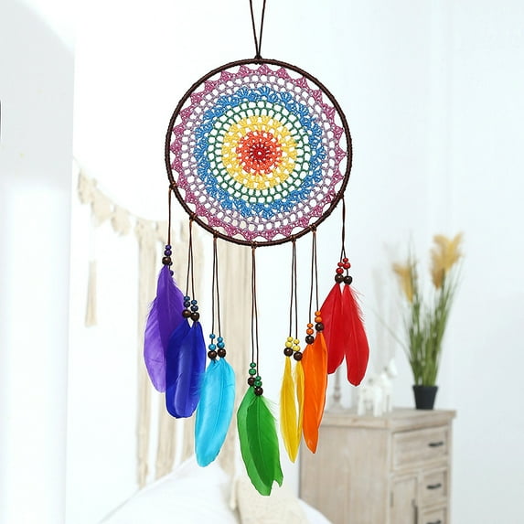Colorful Rainbow Dream Catcher, Colorful Feather Dream Catchers for Bedroom Adult, Large Dream Catchers for Wall Hanging, Dream Catcher for Home Decorations Gift
