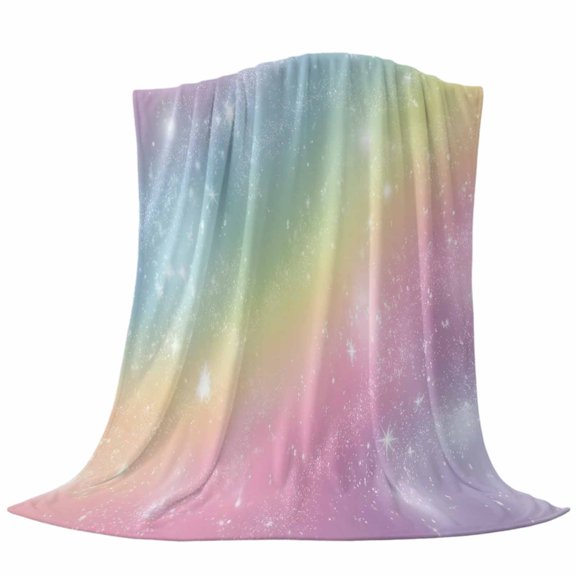 Colorful Rainbow Fleece Throw Blanket Modern Abstract Fantasy Gradient Rainbow Shining Star Ultra Soft Fuzzy Cozy Flannel Throw Blanket for Couch Sofa Bed Car Travel, Ideal Gifts 40x50 Inches