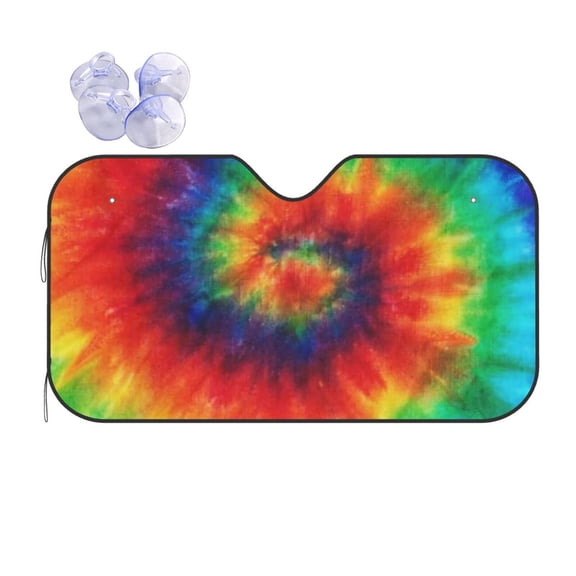 Colorful Rainbow Fleece Throw Car Windshield Sun Shade Universal Fit Auto Sun Visor Protector