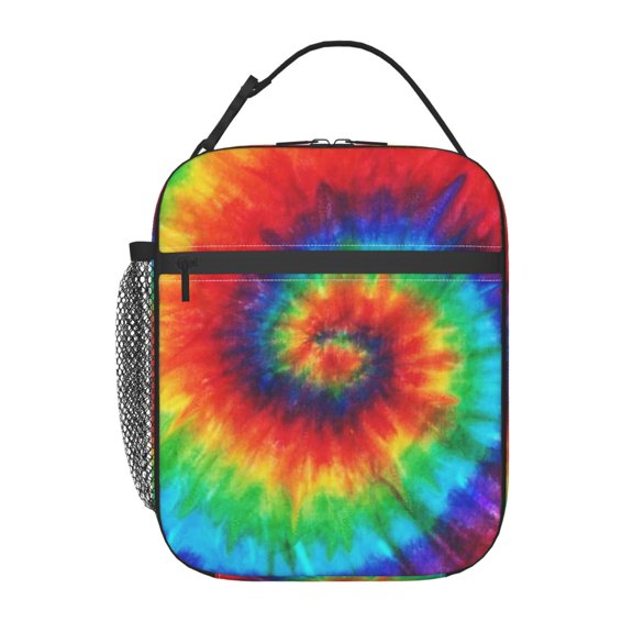 Colorful Rainbow Fleece Throw Lunch Bag Portable Thermal Lunch Box for Men and Women