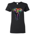 thumbnail image 1 of Colorful Rainbow Floral Elephant Animal Lover Womens Graphic T-Shirt, Black, 3XL, 1 of 3
