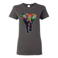 thumbnail image 1 of Colorful Rainbow Floral Elephant Animal Lover Womens Graphic T-Shirt, Charcoal, Small, 1 of 3
