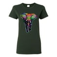 thumbnail image 1 of Colorful Rainbow Floral Elephant Animal Lover Womens Graphic T-Shirt, Forest Green, Medium, 1 of 3
