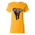 thumbnail image 1 of Colorful Rainbow Floral Elephant Animal Lover Womens Graphic T-Shirt, Gold, Small, 1 of 3