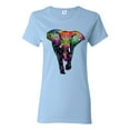 thumbnail image 1 of Colorful Rainbow Floral Elephant Animal Lover Womens Graphic T-Shirt, Light Blue, 2XL, 1 of 3