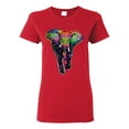 thumbnail image 1 of Colorful Rainbow Floral Elephant Animal Lover Womens Graphic T-Shirt, Red, 2XL, 1 of 3