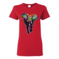 thumbnail image 1 of Colorful Rainbow Floral Elephant Animal Lover Womens Graphic T-Shirt, Red, Large, 1 of 3
