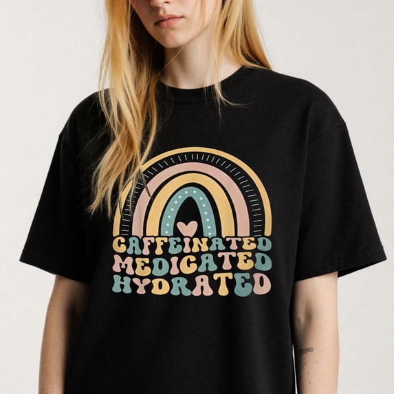 Colorful Rainbow Graphic for Adults Motivational Self Care Themed Casual Tee print T Shirt