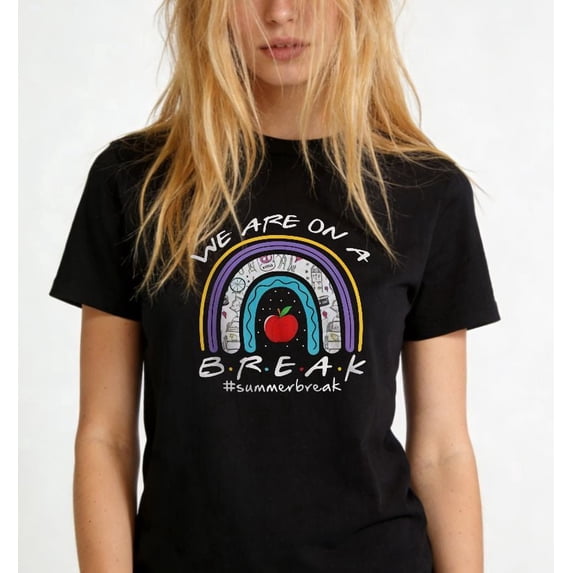 Colorful Rainbow Graphic For Women Fun Summer break Casual T Shirt Print Tee
