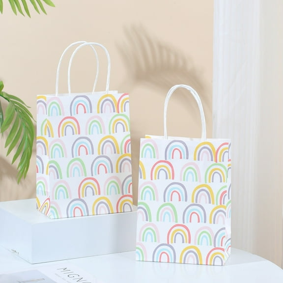 Colorful Rainbow Handheld Gift Packaging Bag Printed Cartoon Kraft Paper Universal Storage Bag Cross-border