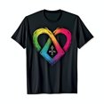 thumbnail image 1 of Colorful Rainbow Heart Design T-Shirt with Silver Flower Black Tee, 1 of 5