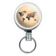 thumbnail image 1 of Colorful Rainbow Map of the World Earth Globe Heavy Duty Metal Retractable Reel ID Badge Key Card Tag Holder with Belt Clip, 1 of 5