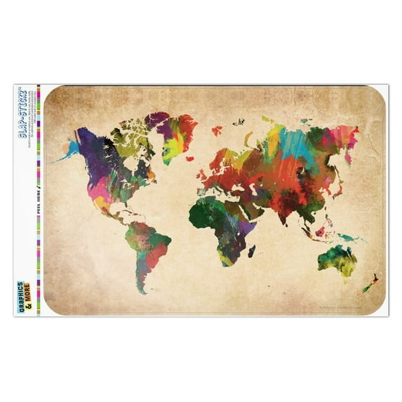 Colorful Rainbow Map of the World Earth Globe Home Business Office Sign