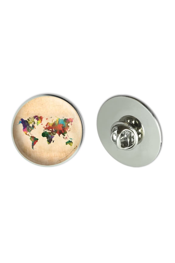 Colorful Rainbow Map of the World Earth Globe Metal 1.1" Tie Tack Hat Lapel Pin Pinback