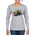 thumbnail image 1 of Colorful Rainbow Moose Head Wildlife Animal Lover Womens Graphic Long Sleeve T-Shirt, Heather Grey, Large, 1 of 3