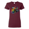 thumbnail image 1 of Colorful Rainbow Moose Head Wildlife Animal Lover Womens Graphic T-Shirt, Maroon, Small, 1 of 3