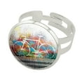 thumbnail image 1 of Colorful Rainbow Negative Space Bicycle Bike Wall Silver Plated Adjustable Novelty Ring, 1 of 4