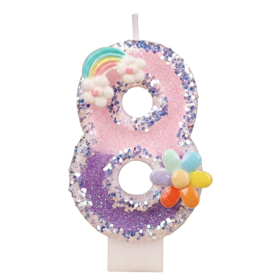 Colorful Rainbow Number Candle for Birthday Cake, Vibrant Party Decoration Topper, Unique Themed Celebration Accessory for Every Anniversary Event, Number 8