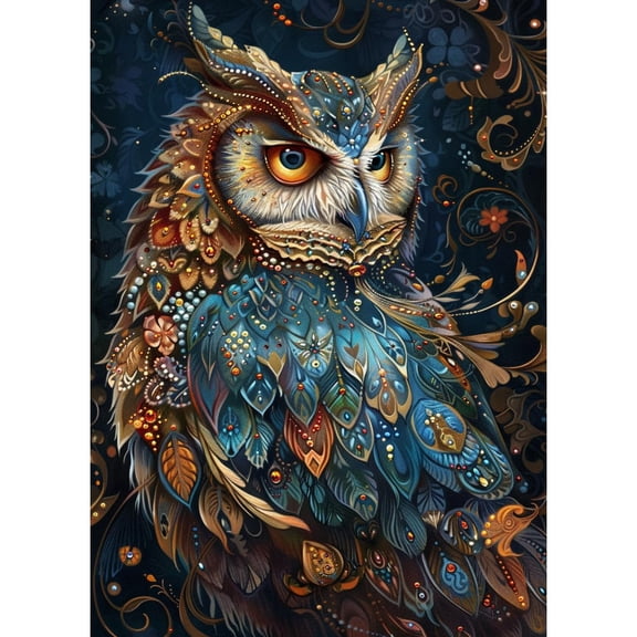 Colorful Rainbow Owl DIY 5D Diamond Art Paint with Full Drill Round Diamond Gems Painting by Number Kits for Adults Art Craft Home Wall Decoration 11.8x15.8in