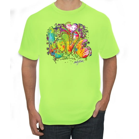Colorful Rainbow Paint Love Streetwear Men's Graphic T-Shirt, Safety Green, Large