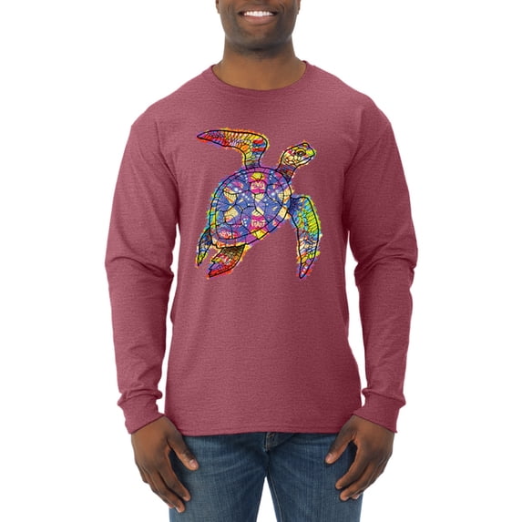 Colorful Rainbow Paint Love Streetwear Mens Long Sleeve Shirt, Vintage Heather Red, X-Large