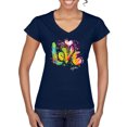 thumbnail image 1 of Colorful Rainbow Paint Love Streetwear Women’s Standard V-Neck Tee, Navy, Medium, 1 of 3