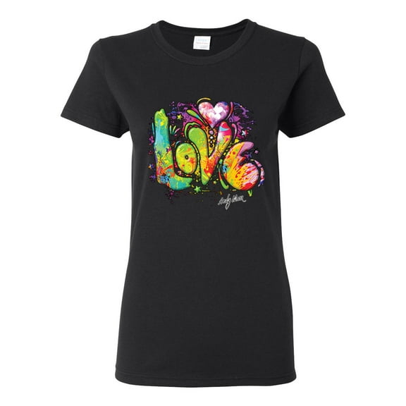 Colorful Rainbow Paint Love Streetwear Womens Graphic T-Shirt, Black, 2XL