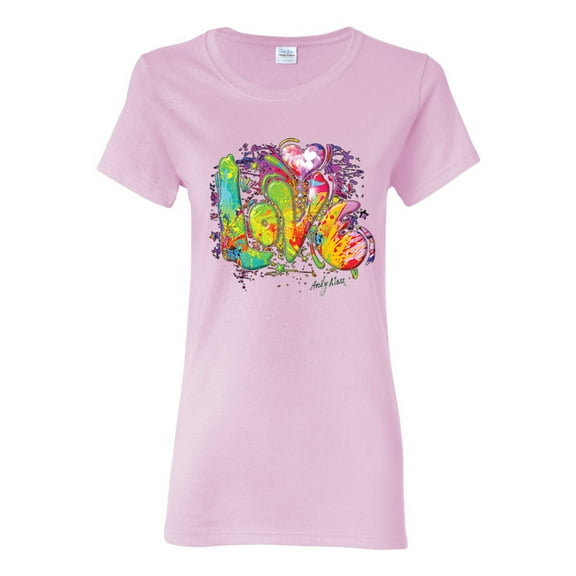 Colorful Rainbow Paint Love Streetwear Womens Graphic T-Shirt, Light Pink, X-Large