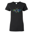 thumbnail image 1 of Colorful Rainbow Patterned Butterfly Animal Lover Womens Graphic T-Shirt, Black, Small, 1 of 3