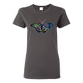 thumbnail image 1 of Colorful Rainbow Patterned Butterfly Animal Lover Womens Graphic T-Shirt, Charcoal, X-Large, 1 of 3