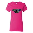 thumbnail image 1 of Colorful Rainbow Patterned Butterfly Animal Lover Womens Graphic T-Shirt, Fuschia, Large, 1 of 3