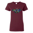thumbnail image 1 of Colorful Rainbow Patterned Butterfly Animal Lover Womens Graphic T-Shirt, Maroon, Small, 1 of 3