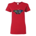 thumbnail image 1 of Colorful Rainbow Patterned Butterfly Animal Lover Womens Graphic T-Shirt, Red, X-Large, 1 of 3
