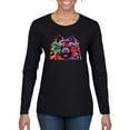 thumbnail image 1 of Cute and Colorful Pomeranian Dog Animal Lover Womens Graphic Long Sleeve T-Shirt, Black, Small, 1 of 3