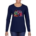 thumbnail image 1 of Cute and Colorful Pomeranian Dog Animal Lover Womens Graphic Long Sleeve T-Shirt, Navy, Large, 1 of 3