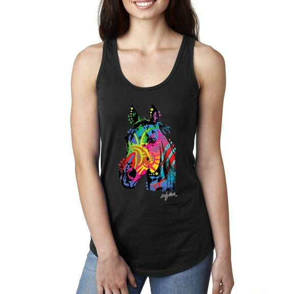 Wild Bobby, Colorful Rainbow Rabbit Animal Lover Ladies Racerback Tank Top, Black, Small