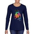 thumbnail image 1 of Colorful Rainbow Rabbit Animal Lover Womens Graphic Long Sleeve T-Shirt, Navy, X-Large, 1 of 3
