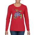 thumbnail image 1 of Colorful Rainbow Rabbit Animal Lover Womens Graphic Long Sleeve T-Shirt, Red, 2XL, 1 of 3