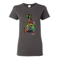 thumbnail image 1 of Colorful Rainbow Rabbit Animal Lover Womens Graphic T-Shirt, Charcoal, 2XL, 1 of 3
