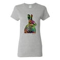 thumbnail image 1 of Colorful Rainbow Rabbit Animal Lover Womens Graphic T-Shirt, Heather Grey, Large, 1 of 3