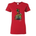 thumbnail image 1 of Colorful Rainbow Rabbit Animal Lover Womens Graphic T-Shirt, Red, 2XL, 1 of 3