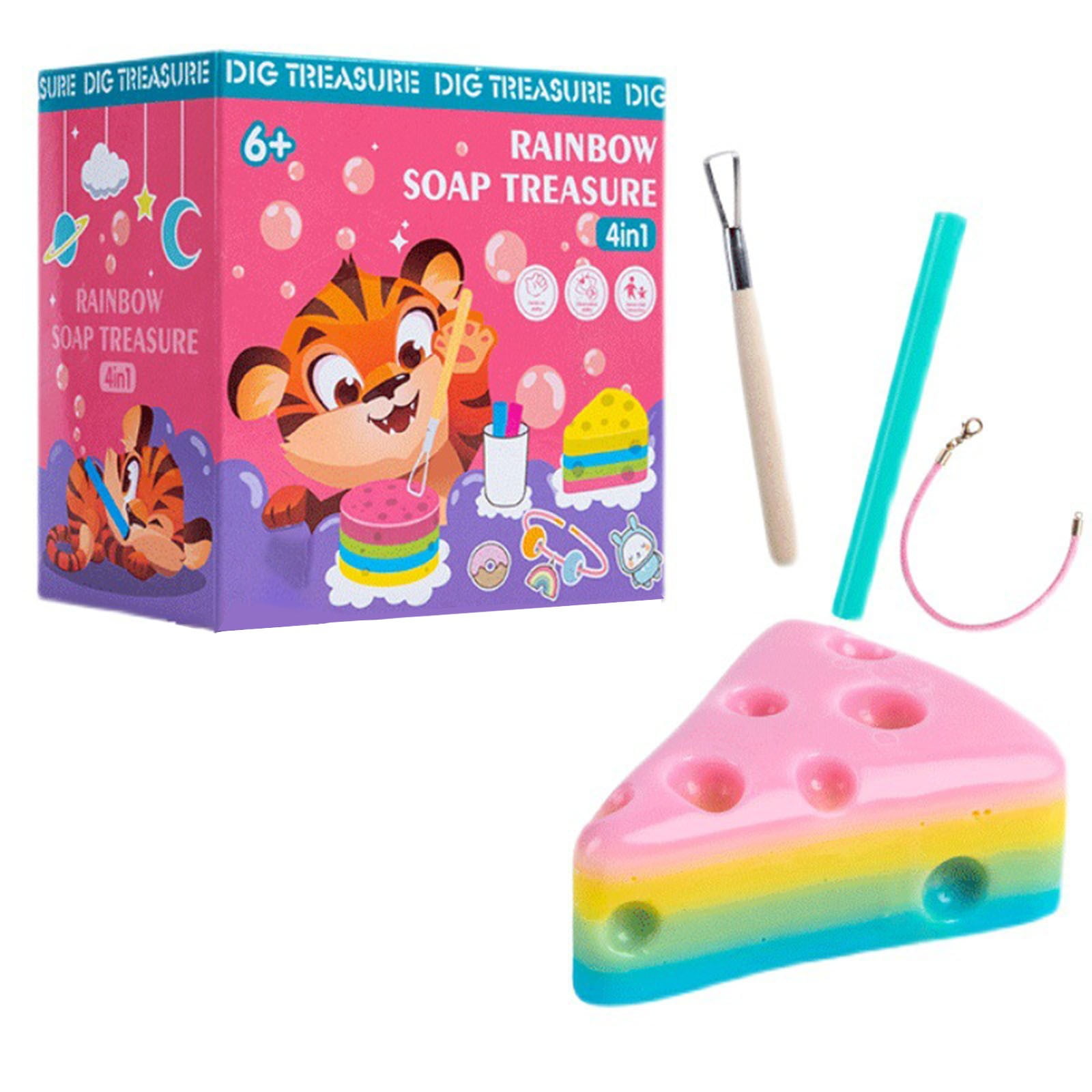 Colorful Rainbow Scratch DIY With Border Archaeology String Bracelet And Bubble Blowing Fun With