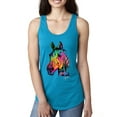 thumbnail image 1 of Neon Rainbow Horse Animal Lover Ladies Racerback Tank Top, Turquoise, Large, 1 of 3